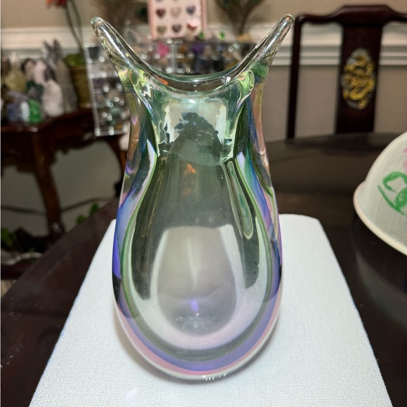 VTG MURANO SOMMERSO HANDBLOWN ARTGLASS TRICOLORS LARGE VASE - Picture 3 of 8